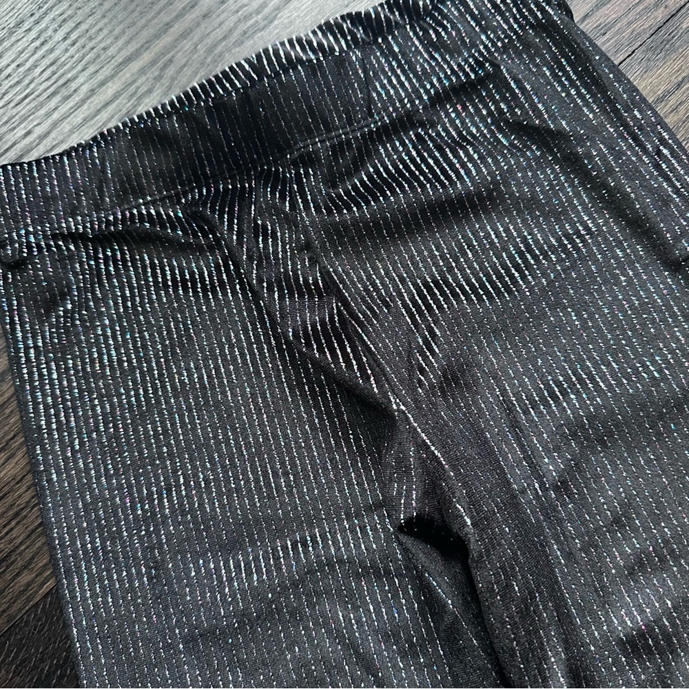 Zara Girls Black Metallic Stripe Leggings Size 11/12 (152)